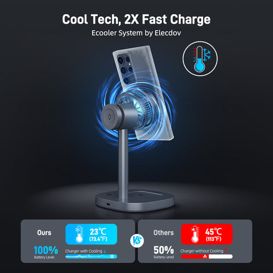 Elecdov W98S: Qi2 Certified 3-in-1 Magnetic Charging Station for Samsung with Active Cooling