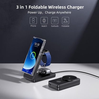 Elecdov CE10S 3 In 1 Magnetic Charging 3 in 1 Foldable Wireless Charger Power Up, Charge Anywhere