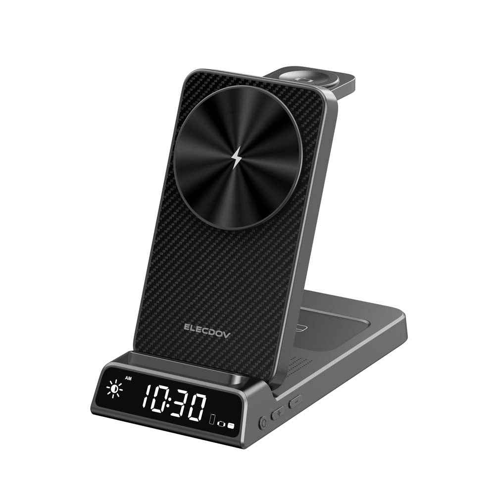 Elecdov CE19A-CF 3 In 1 Magnetic Charging Station for Apple,Includes Charger Plug