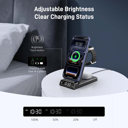 Elecdov CE19A-CF 3 In 1 Magnetic Charging Station for Apple,Includes Charger Plug