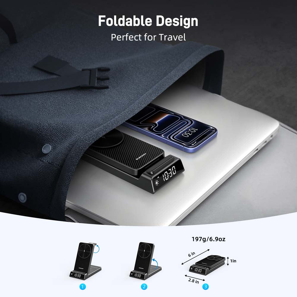 Elecdov CE19A-CF 3 In 1 Magnetic Charging Station for Apple,Includes Charger Plug
