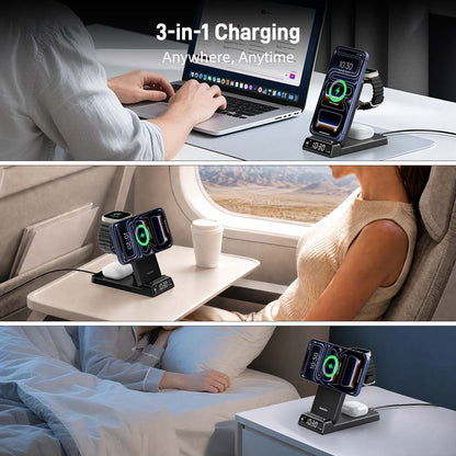 Elecdov CE19A-CF 3 In 1 Magnetic Charging Station for Apple,Includes Charger Plug