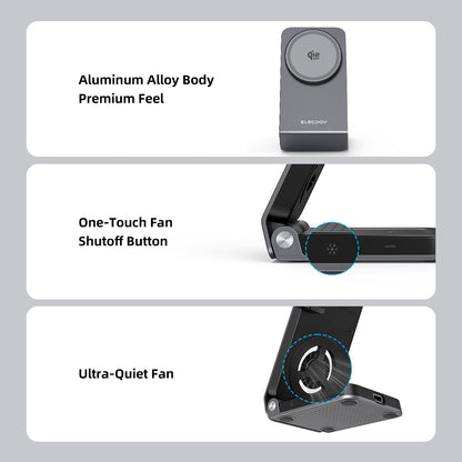 Wireless Charger for Samsung – Magnetic Qi2 Charger with Active Cooling, 3 in 1 Foldable Charging Station for Samsung Galaxy S26 Ultra, Galaxy Watch 8 & Buds4, for Android Devices, Desk & Nightstand