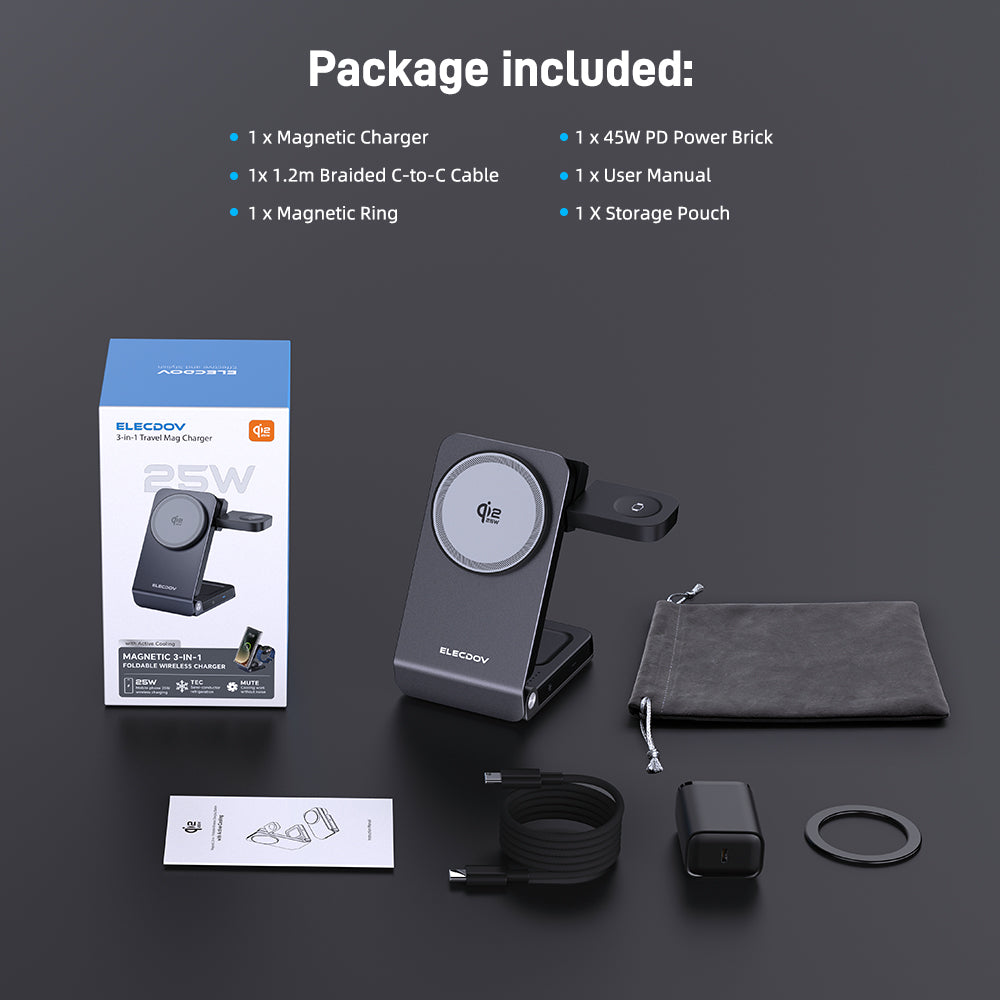 Wireless Charger for Samsung – Magnetic Qi2 Charger with Active Cooling, 3 in 1 Foldable Charging Station for Samsung Galaxy S26 Ultra, Galaxy Watch 8 & Buds4, for Android Devices, Desk & Nightstand