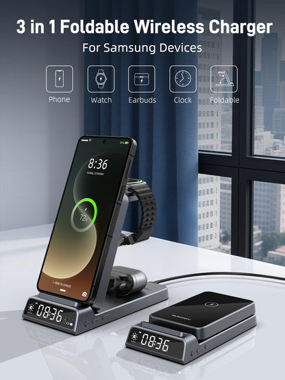Elecdov 3 in 1 Wireless Charger for Samsung Galaxy Z Flip Series