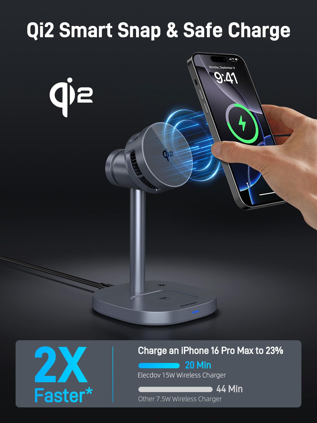 Elecdov Magnetic Qi2 Wireless Charging Station for Apple Devices