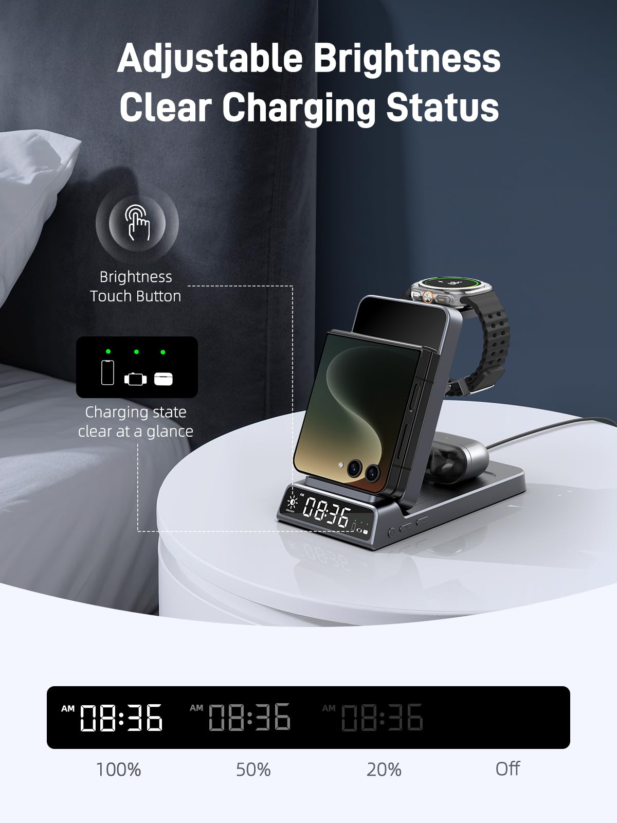 Elecdov 3 in 1 Wireless Charger for Samsung Galaxy Z Flip Series