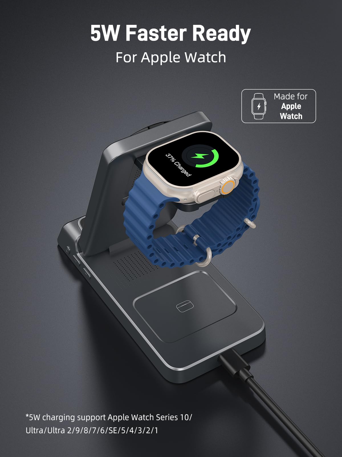 Elecdov Magnetic 3 in 1 Charging Station with Clock for Apple Devices