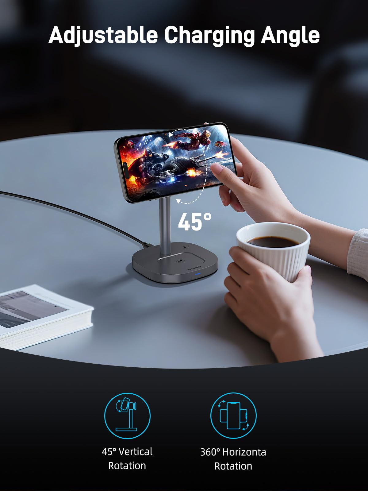 Elecdov Magnetic Qi2 Wireless Charging Station for Apple Devices